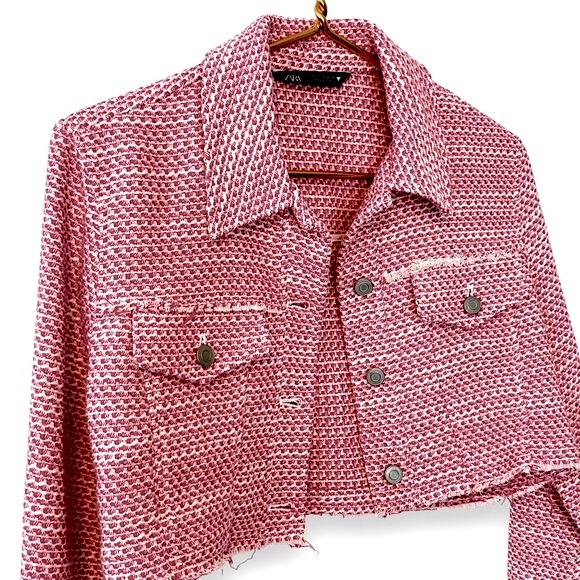 NWOT! Zara Barbie Pink Tweed Cropped Jacket - Picture 6 of 13